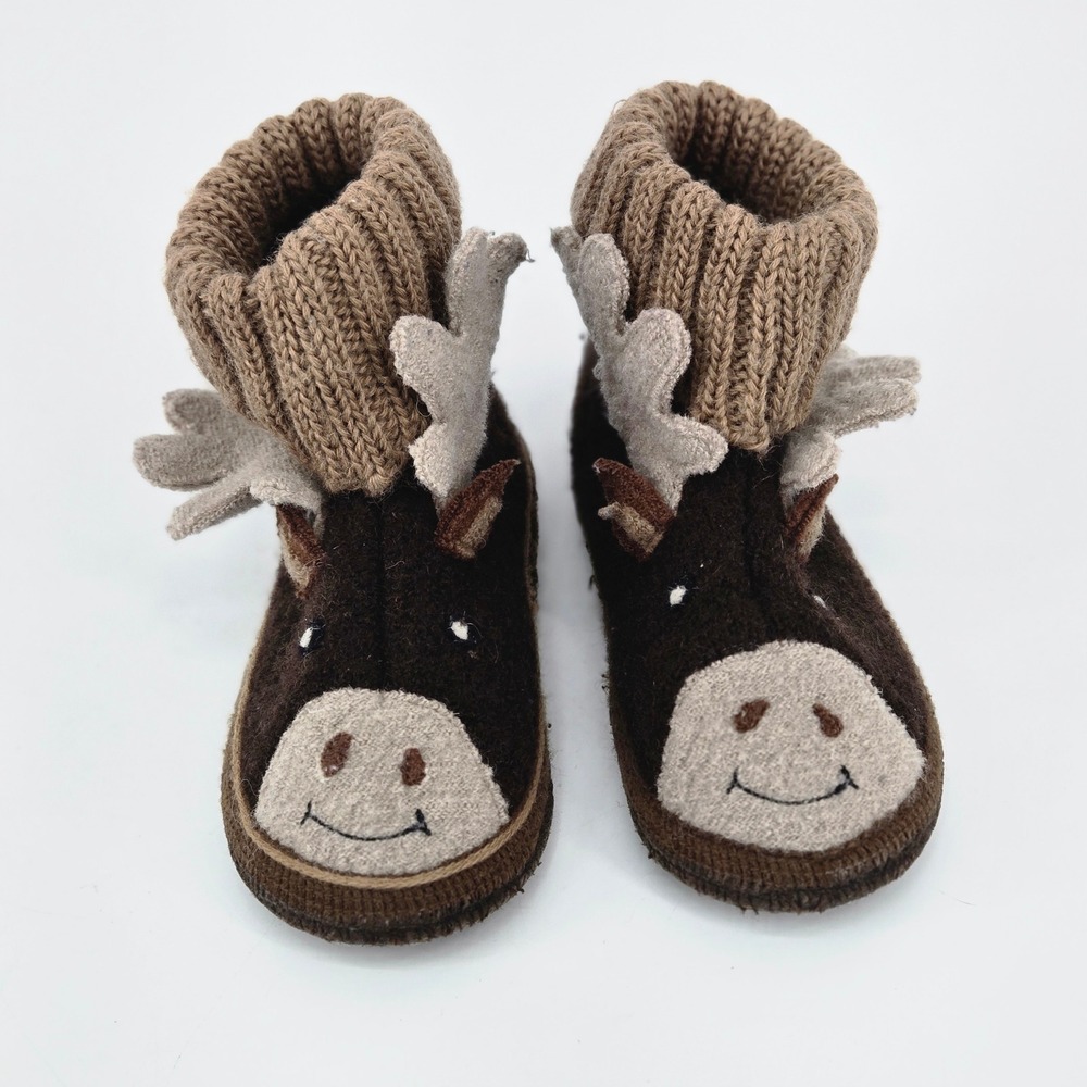 Haflinger Kids Boiled Wool Moose Slipper Boots Cuffed Sock Shoes EU 25 US 9 EUC